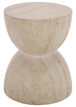 Tina Sculptural Hourglass Accent Table — Compact Polystone Side Table With Natural Stone Look Finish