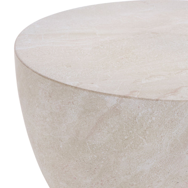 Tina Sculptural Hourglass Accent Table — Compact Polystone Side Table With Natural Stone Look Finish