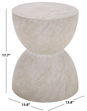 Tina Sculptural Hourglass Accent Table — Compact Polystone Side Table With Natural Stone Look Finish