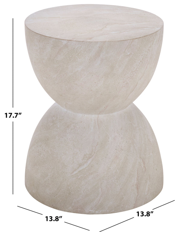 Tina Sculptural Hourglass Accent Table — Compact Polystone Side Table With Natural Stone Look Finish
