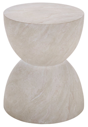 Tina Sculptural Hourglass Accent Table — Compact Polystone Side Table With Natural Stone Look Finish