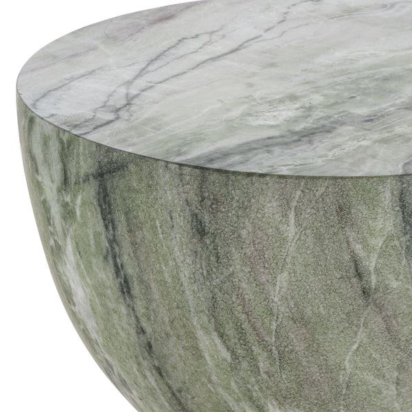 Tina Sculptural Hourglass Accent Table — Compact Polystone Side Table With Natural Stone Look Finish