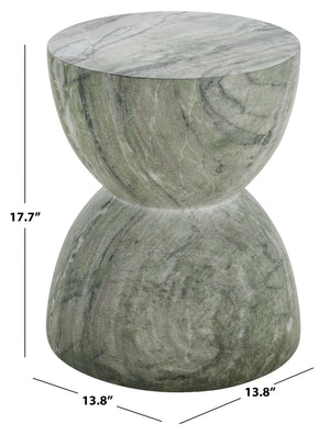 Tina Sculptural Hourglass Accent Table — Compact Polystone Side Table With Natural Stone Look Finish