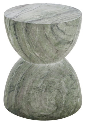 Tina Sculptural Hourglass Accent Table — Compact Polystone Side Table With Natural Stone Look Finish