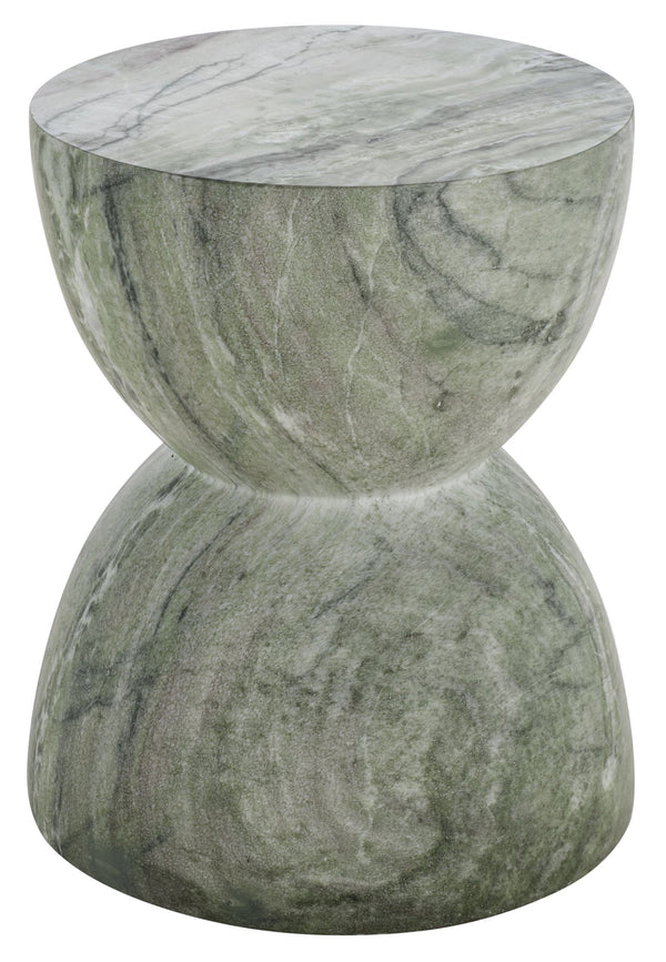 Tina Sculptural Hourglass Accent Table — Compact Polystone Side Table With Natural Stone Look Finish