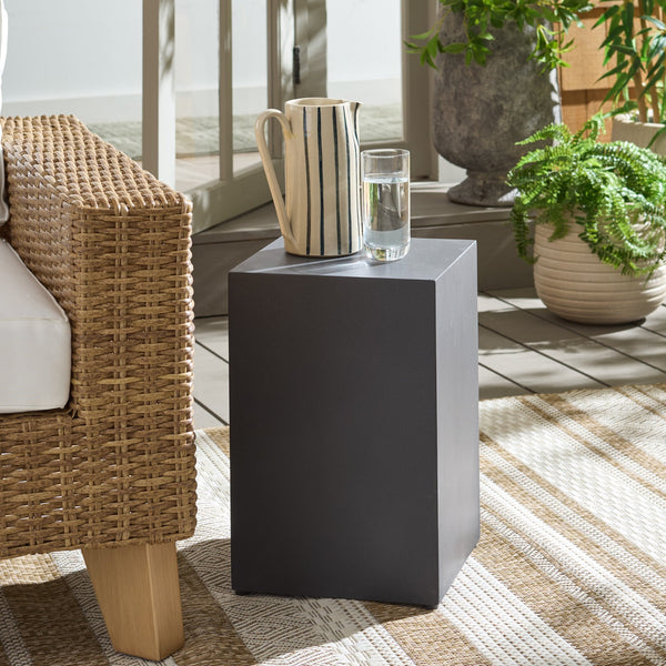 Tina Cube Accent Table — Sculptural Polystone Side Table With Matte Finish, Compact Durable Design