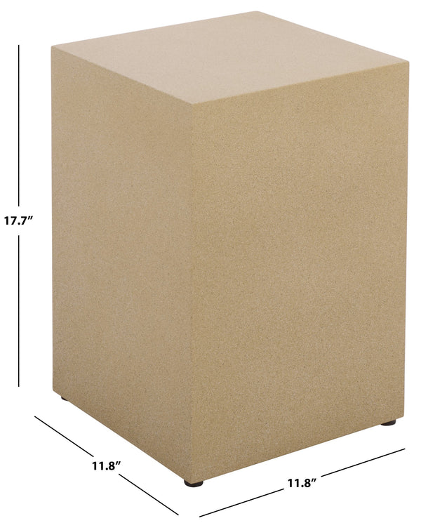 Tina Cube Accent Table — Sculptural Polystone Side Table With Matte Finish, Compact Durable Design