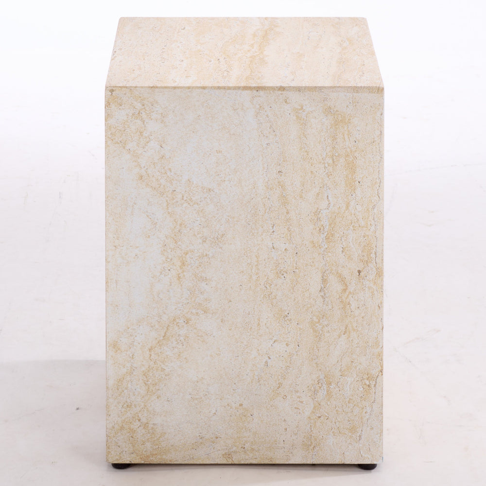 Tina Cube Accent Table — Compact Polystone Side Table With Sculptural Minimalist Design, Durable Finish