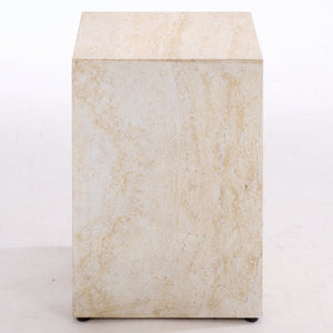 Tina Cube Accent Table — Compact Polystone Side Table With Sculptural Minimalist Design, Durable Finish