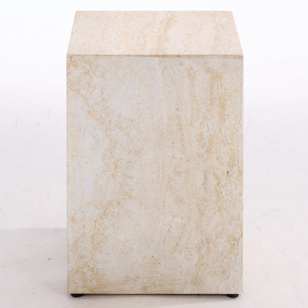 Tina Cube Accent Table — Compact Polystone Side Table With Sculptural Minimalist Design, Durable Finish