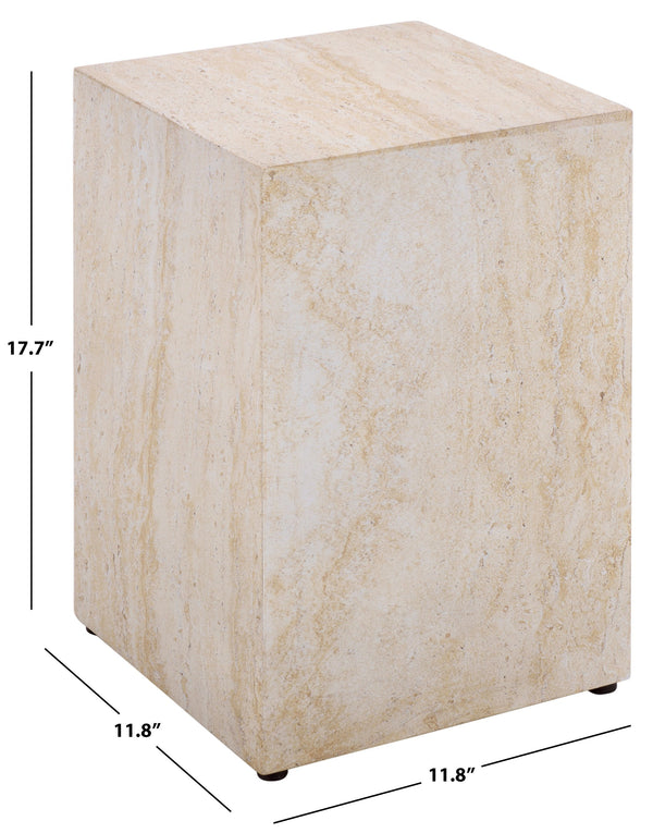 Tina Cube Accent Table — Compact Polystone Side Table With Sculptural Minimalist Design, Durable Finish
