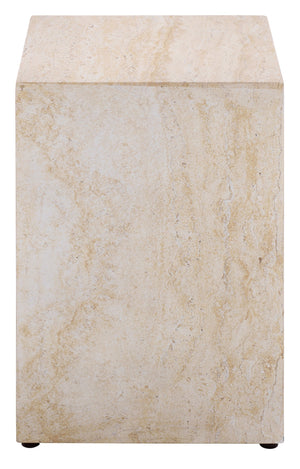 Tina Cube Accent Table — Compact Polystone Side Table With Sculptural Minimalist Design, Durable Finish