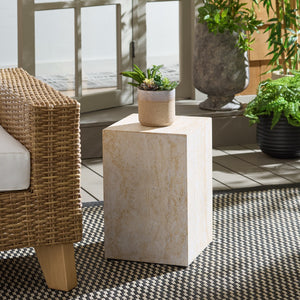 Tina Cube Accent Table — Compact Polystone Side Table With Sculptural Minimalist Design, Durable Finish