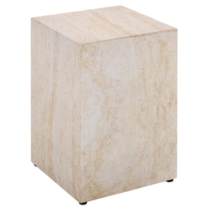Tina Cube Accent Table — Compact Polystone Side Table With Sculptural Minimalist Design, Durable Finish