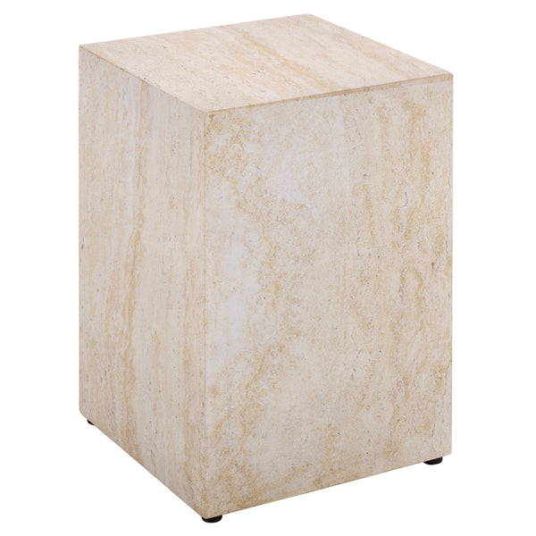 Tina Cube Accent Table — Compact Polystone Side Table With Sculptural Minimalist Design, Durable Finish