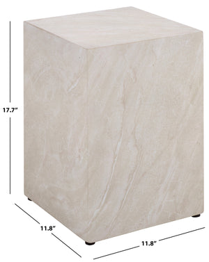 Tina Cube Accent Table — Compact Polystone Side Table With Sculptural Minimalist Design, Durable Finish