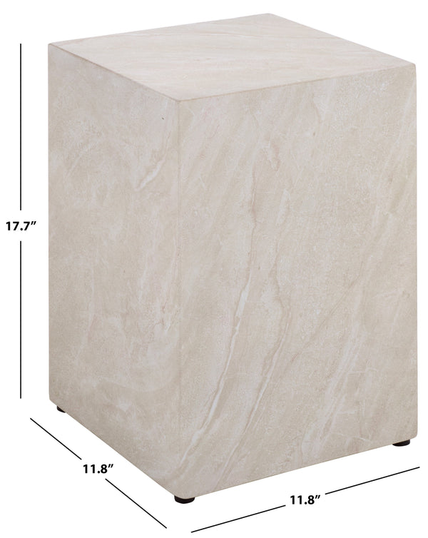 Tina Cube Accent Table — Compact Polystone Side Table With Sculptural Minimalist Design, Durable Finish