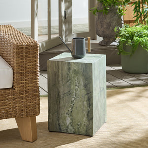 Tina Cube Accent Table — Compact Polystone Side Table With Sculptural Minimalist Design, Durable Finish