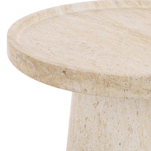 Tina Compact Polystone Accent Table With Realistic Stone Look, Lightweight Durable Side Table 22"