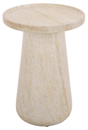 Tina Compact Polystone Accent Table With Realistic Stone Look, Lightweight Durable Side Table 22"