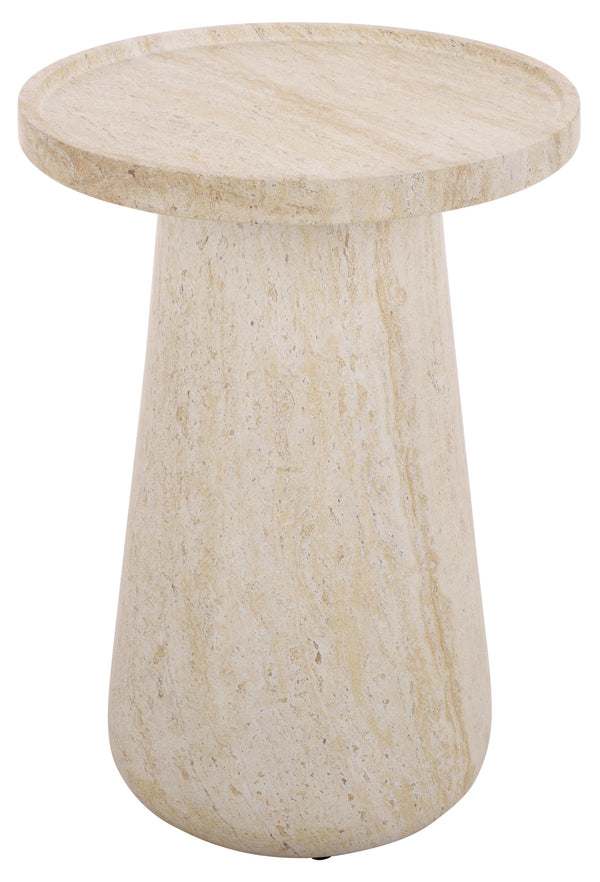 Tina Compact Polystone Accent Table With Realistic Stone Look, Lightweight Durable Side Table 22"