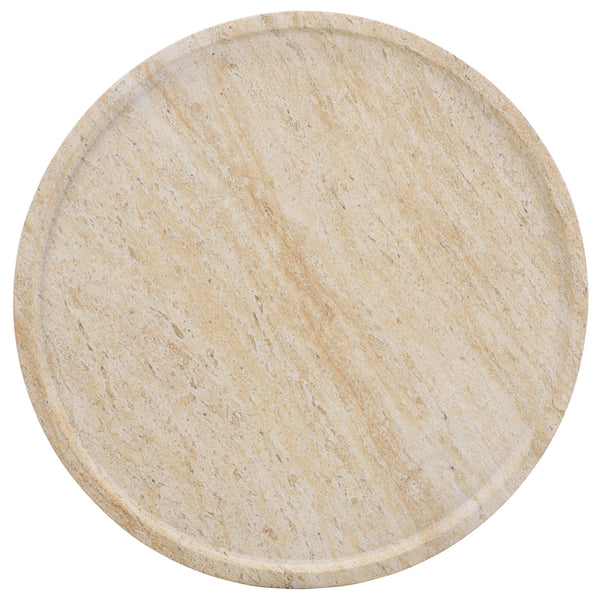 Tina Compact Polystone Accent Table With Realistic Stone Look, Lightweight Durable Side Table 22"