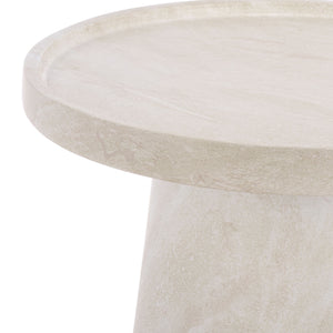 Tina Compact Polystone Accent Table With Realistic Stone Look, Lightweight Durable Side Table 22"