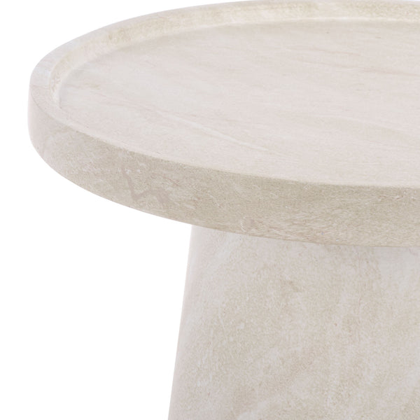 Tina Compact Polystone Accent Table With Realistic Stone Look, Lightweight Durable Side Table 22"