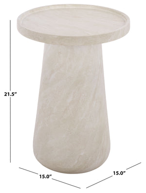 Tina Compact Polystone Accent Table With Realistic Stone Look, Lightweight Durable Side Table 22"