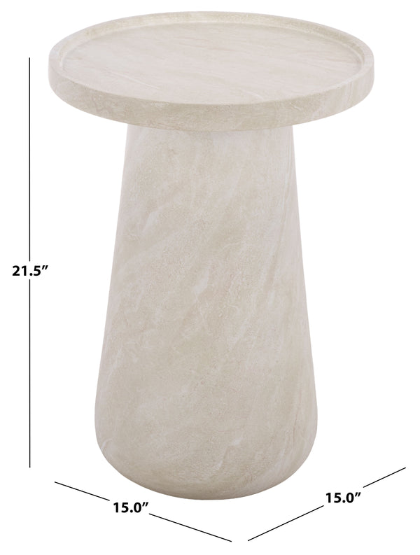 Tina Compact Polystone Accent Table With Realistic Stone Look, Lightweight Durable Side Table 22"