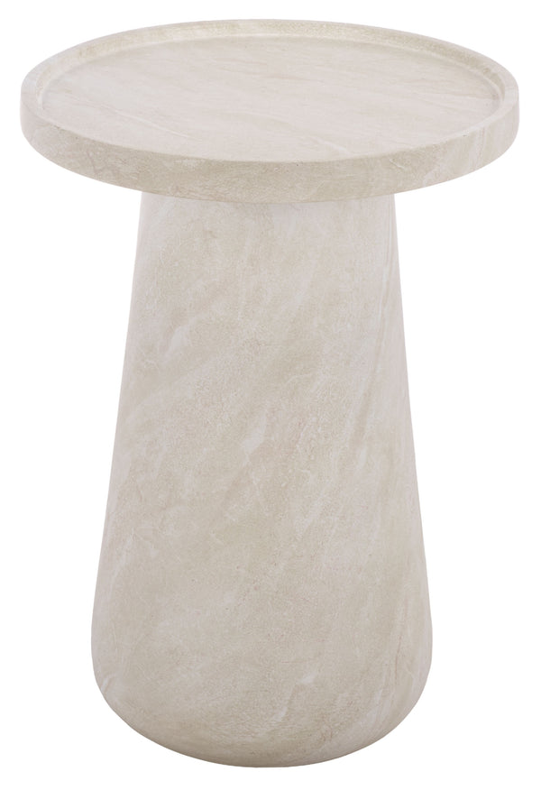 Tina Compact Polystone Accent Table With Realistic Stone Look, Lightweight Durable Side Table 22"