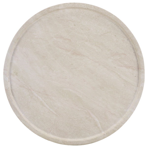 Tina Compact Polystone Accent Table With Realistic Stone Look, Lightweight Durable Side Table 22"