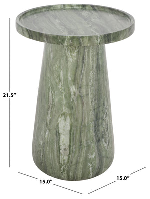Tina Compact Polystone Accent Table With Realistic Stone Look, Lightweight Durable Side Table 22"