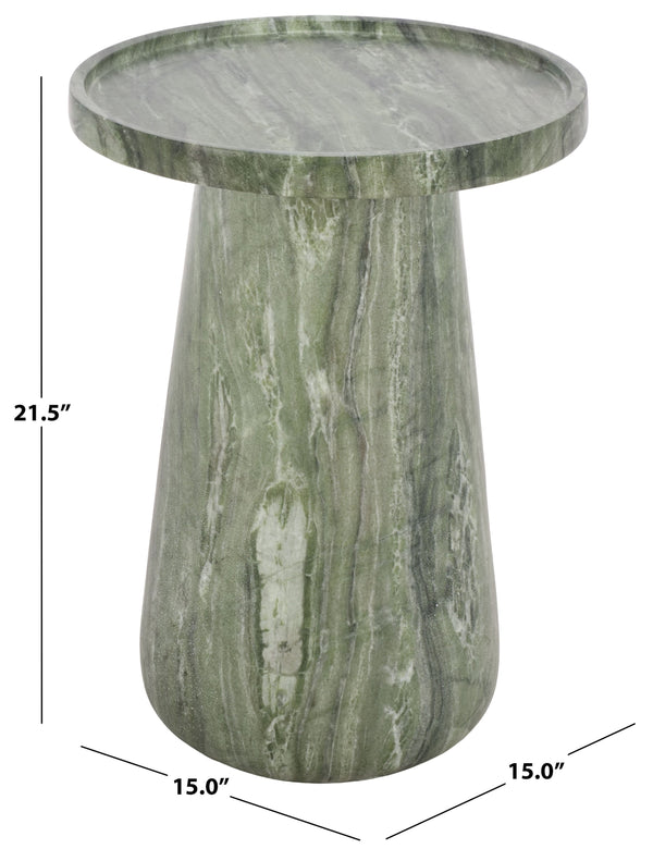 Tina Compact Polystone Accent Table With Realistic Stone Look, Lightweight Durable Side Table 22"