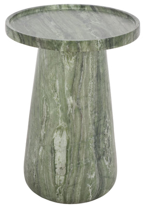 Tina Compact Polystone Accent Table With Realistic Stone Look, Lightweight Durable Side Table 22"