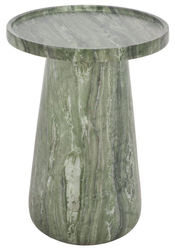 Tina Compact Polystone Accent Table With Realistic Stone Look, Lightweight Durable Side Table 22"