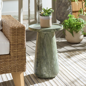 Tina Compact Polystone Accent Table With Realistic Stone Look, Lightweight Durable Side Table 22"
