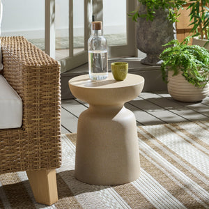 Tina Sculptural Mushroom Accent Table — Polystone Side Table With Matte Finish For Small Spaces (17.7")