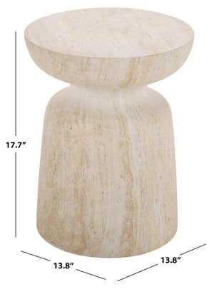 Tina Mushroom Accent Table In Natural Stone Look Polystone — Sculptural Compact Side Table For Small Spaces