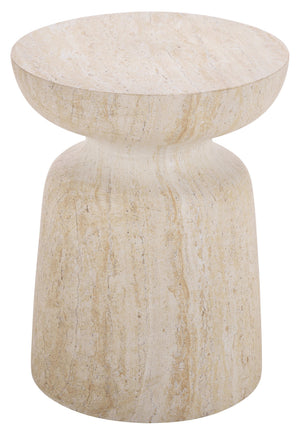 Tina Mushroom Accent Table In Natural Stone Look Polystone — Sculptural Compact Side Table For Small Spaces