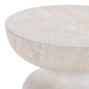 Tina Mushroom Accent Table In Natural Stone Look Polystone — Sculptural Compact Side Table For Small Spaces