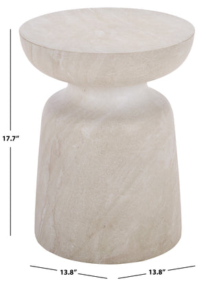 Tina Mushroom Accent Table In Natural Stone Look Polystone — Sculptural Compact Side Table For Small Spaces