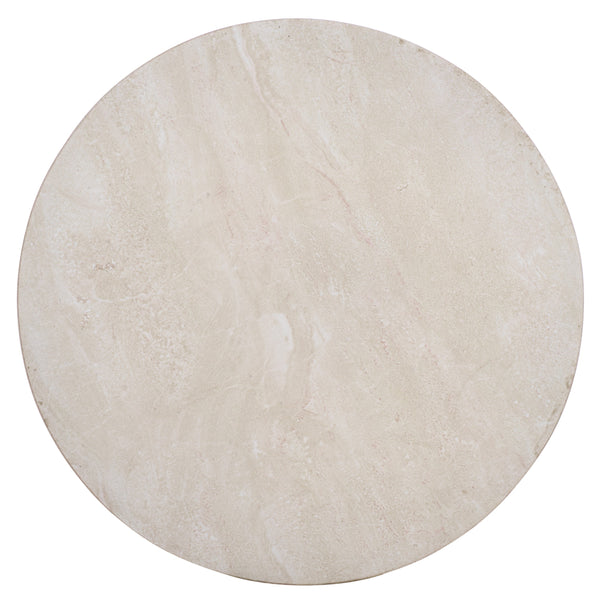 Tina Mushroom Accent Table In Natural Stone Look Polystone — Sculptural Compact Side Table For Small Spaces