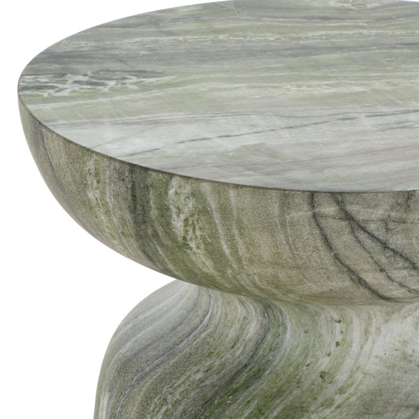 Tina Mushroom Accent Table In Natural Stone Look Polystone — Sculptural Compact Side Table For Small Spaces