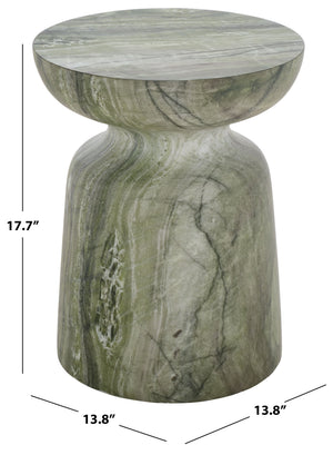 Tina Mushroom Accent Table In Natural Stone Look Polystone — Sculptural Compact Side Table For Small Spaces