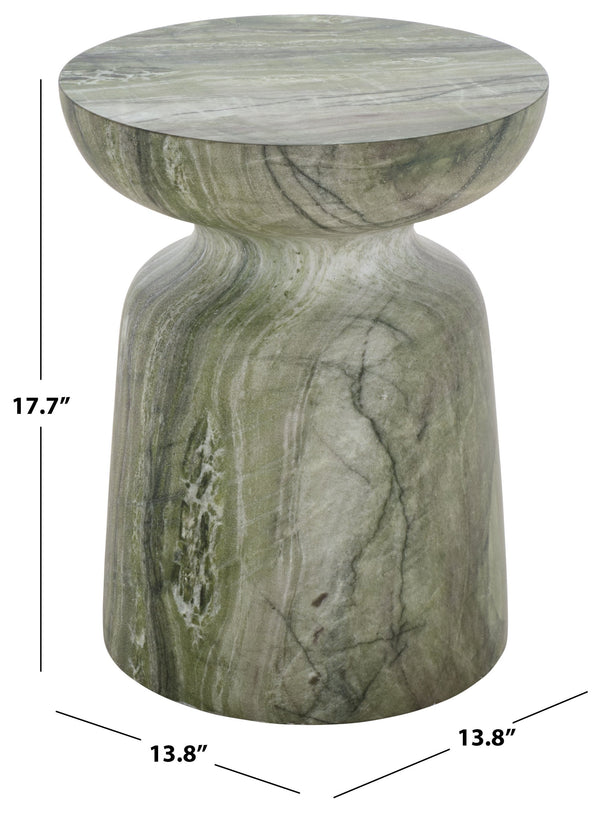 Tina Mushroom Accent Table In Natural Stone Look Polystone — Sculptural Compact Side Table For Small Spaces