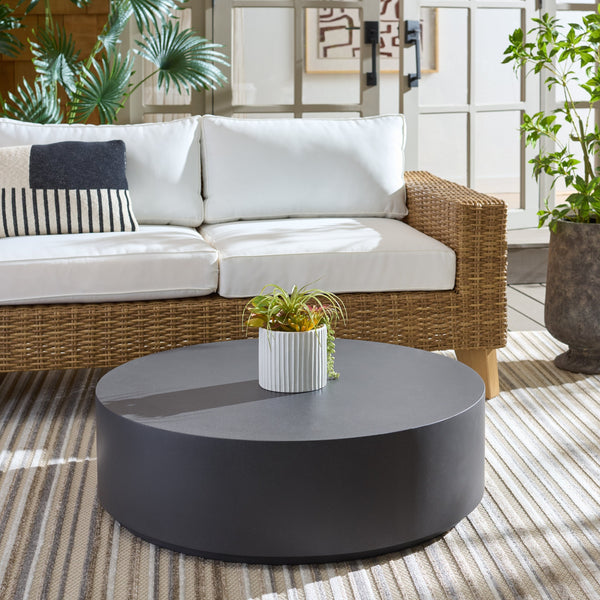 Tina Polystone Round Coffee Table With Matte Finish, Low-Profile Sculptural Design For Living Rooms