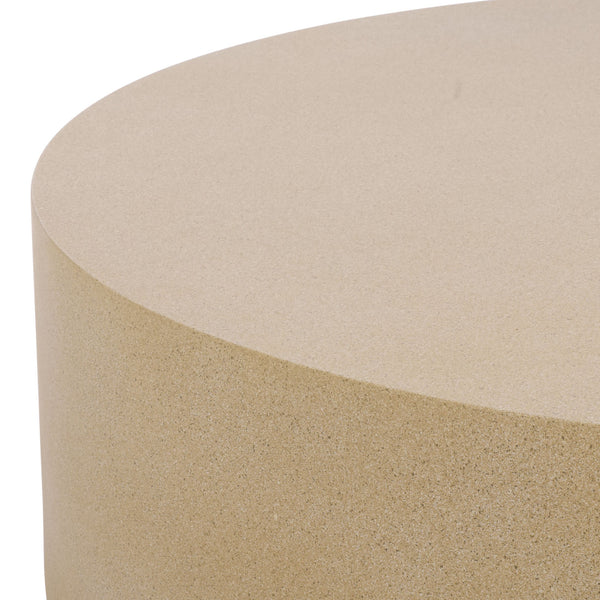 Tina Polystone Round Coffee Table With Matte Finish, Low-Profile Sculptural Design For Living Rooms