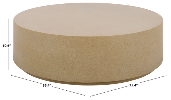 Tina Polystone Round Coffee Table With Matte Finish, Low-Profile Sculptural Design For Living Rooms