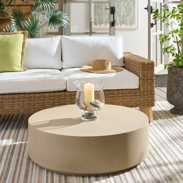 Tina Polystone Round Coffee Table With Matte Finish, Low-Profile Sculptural Design For Living Rooms
